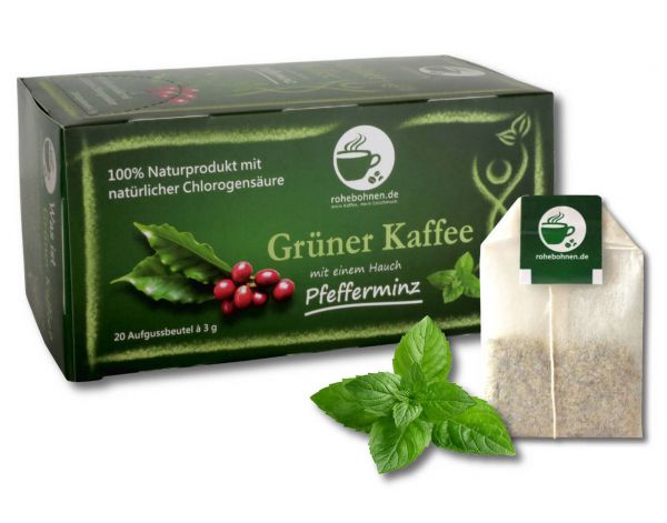 Grüner Kaffee m. leichtem Hauch Pfefferminze Portionsbeutel 20x3g