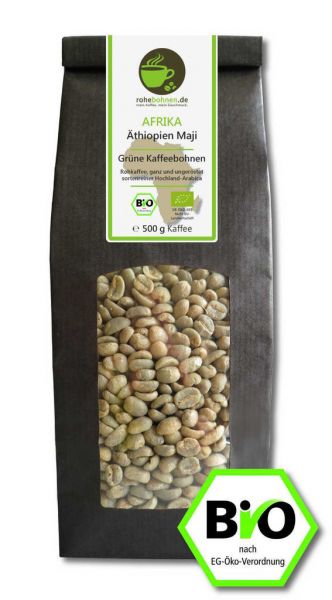 Organic green coffee beans - Arabica Ethiopia Maji