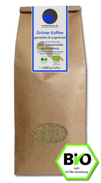 Organic green coffee ground - 100% Arabica